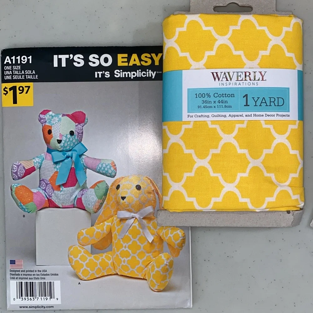 Soft toy Simplicity patterns A1191, A8500 & 1 yard fabric